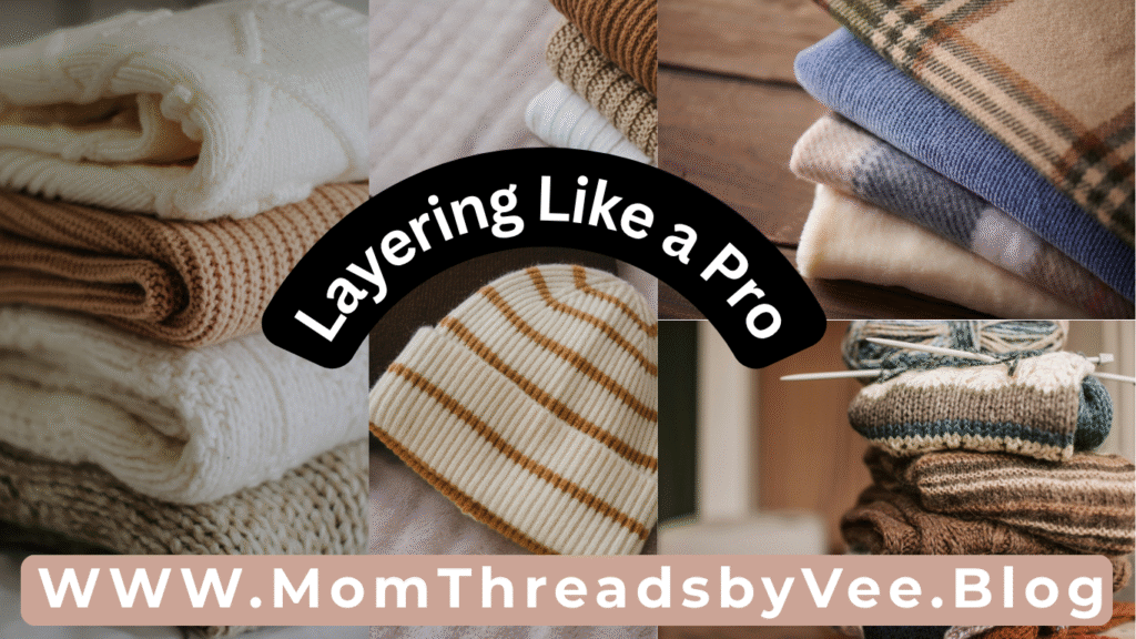 Layered winter outfit ideas for moms 2025, Cozy winter school run outfit inspiration, Mom wearing layered sweater and coat outfit, Chic winter outfit for moms on the go