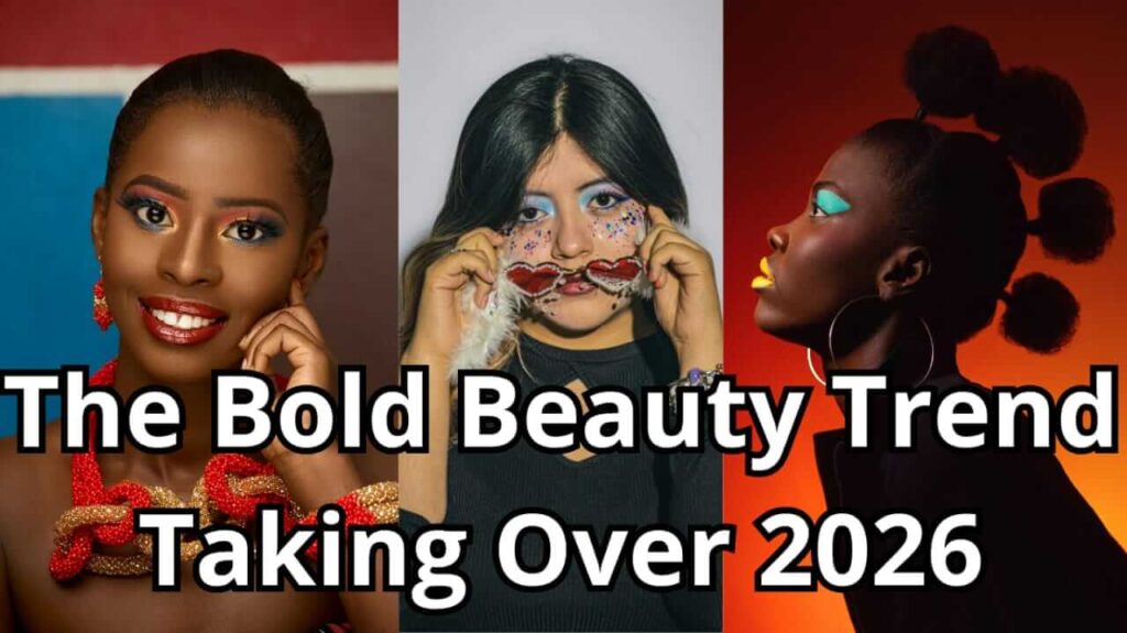 Glitchy glam makeup ideas featuring bold asymmetrical eyeshadow and avant-garde beauty trends for 2026