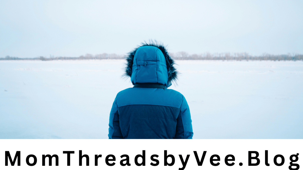 icy blue winter puffer with hoodie