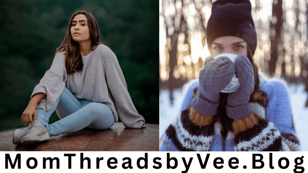 How to style icy blue winter outfits, head warmers, beanies, knit gloves or mitten