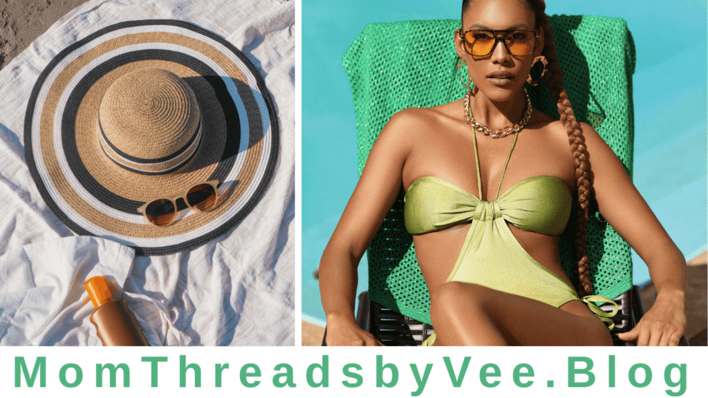 Tanning oil bottle with sun hat and sunglasses
