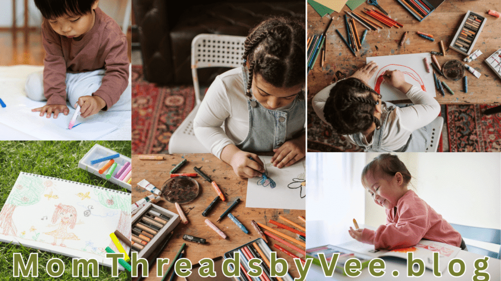 Child drawing in art journal as a creative screen-free activity