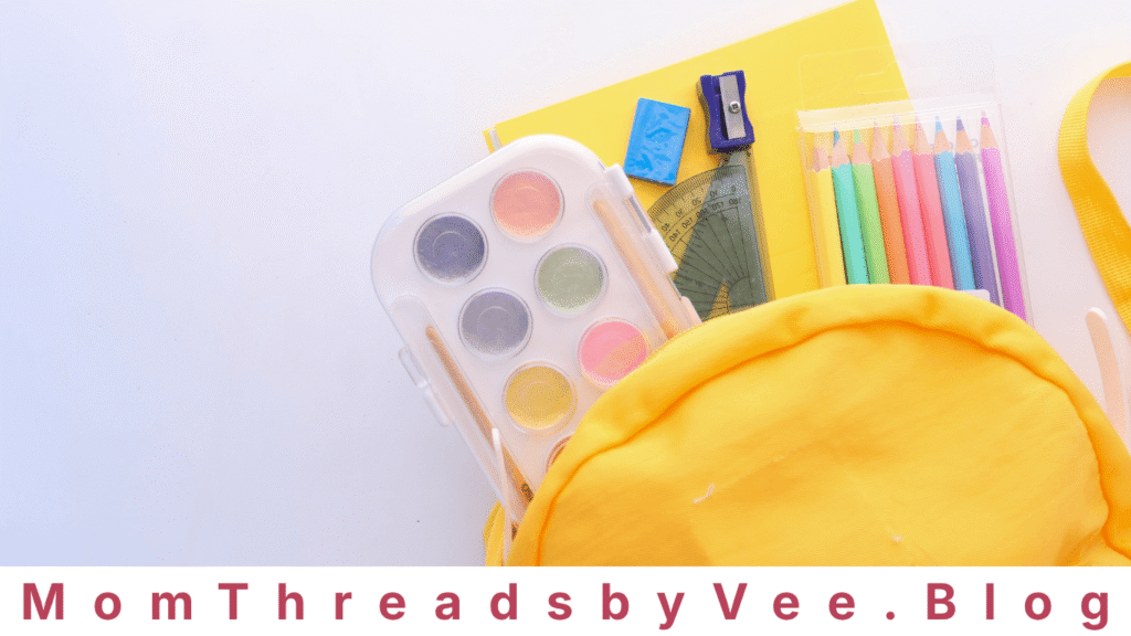 Essential school supplies for kids including notebooks pencils crayons ruler and pencil case
