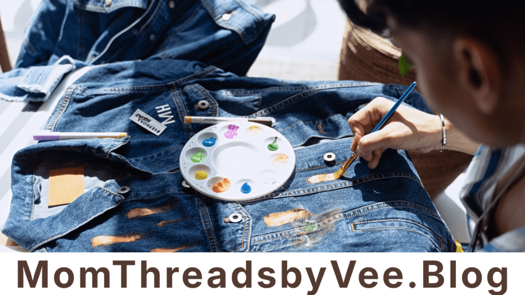 Creative DIY senior spirit jeans with paint splatters.