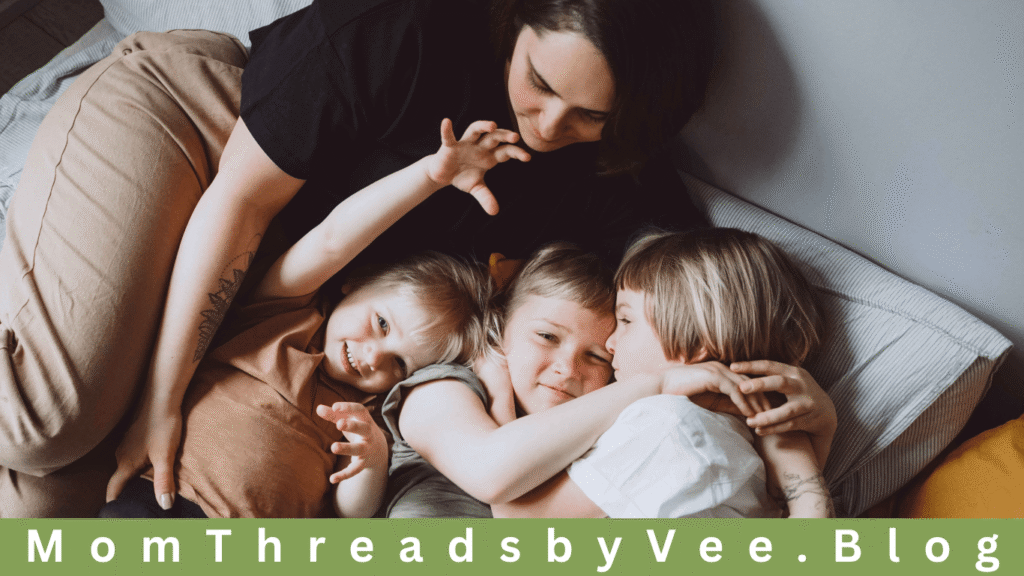 A happy mom and kids